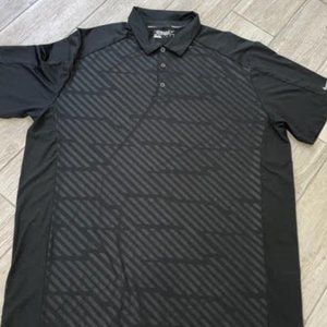 NIKE GOLF MENS 2XL MESH VENTED GOLF SHIRT Black w/ pattern